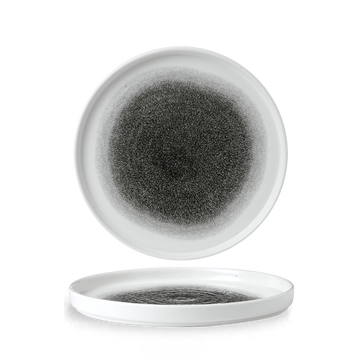 Raku Quartz Black Round Walled Plate 26cm